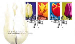 Canada 2002 Scott 1946a-d TULIPS Self Adhesive Booklet Pane (4) First Day Cover