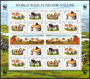 Mongolia 2000 WWF Przewalsky Horses Mi. 3122/5 Sheet MNH