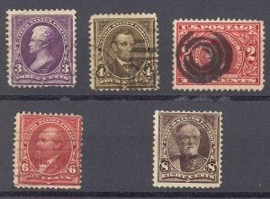 USA Sc# 268-272 Used 1895 3c-8c Bureau Issues