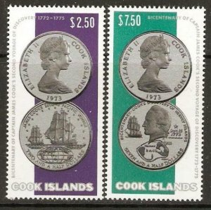 COOK ISLANDS SG492/3 1974 CAPTAIN COOK'S SECOND VOYAGE MNH