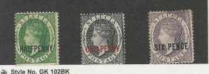 St. Lucia, Postage Stamp, #19, 20, 22 Mint Hinged, 1883-84, JFZ