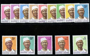 Sierra Leone 1972 Definitives set complete superb MNH. SG 576B-589B. Sc 422-435.