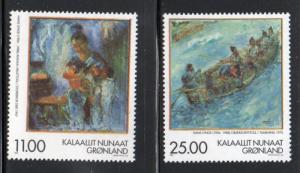 Greenland Sc 340-41 1998 Lynge Paintings stamp mint NH