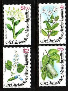 St Kitts-Nevis-Sc#393-6- id9-unused NH set-Flowers-1980-please note there is a