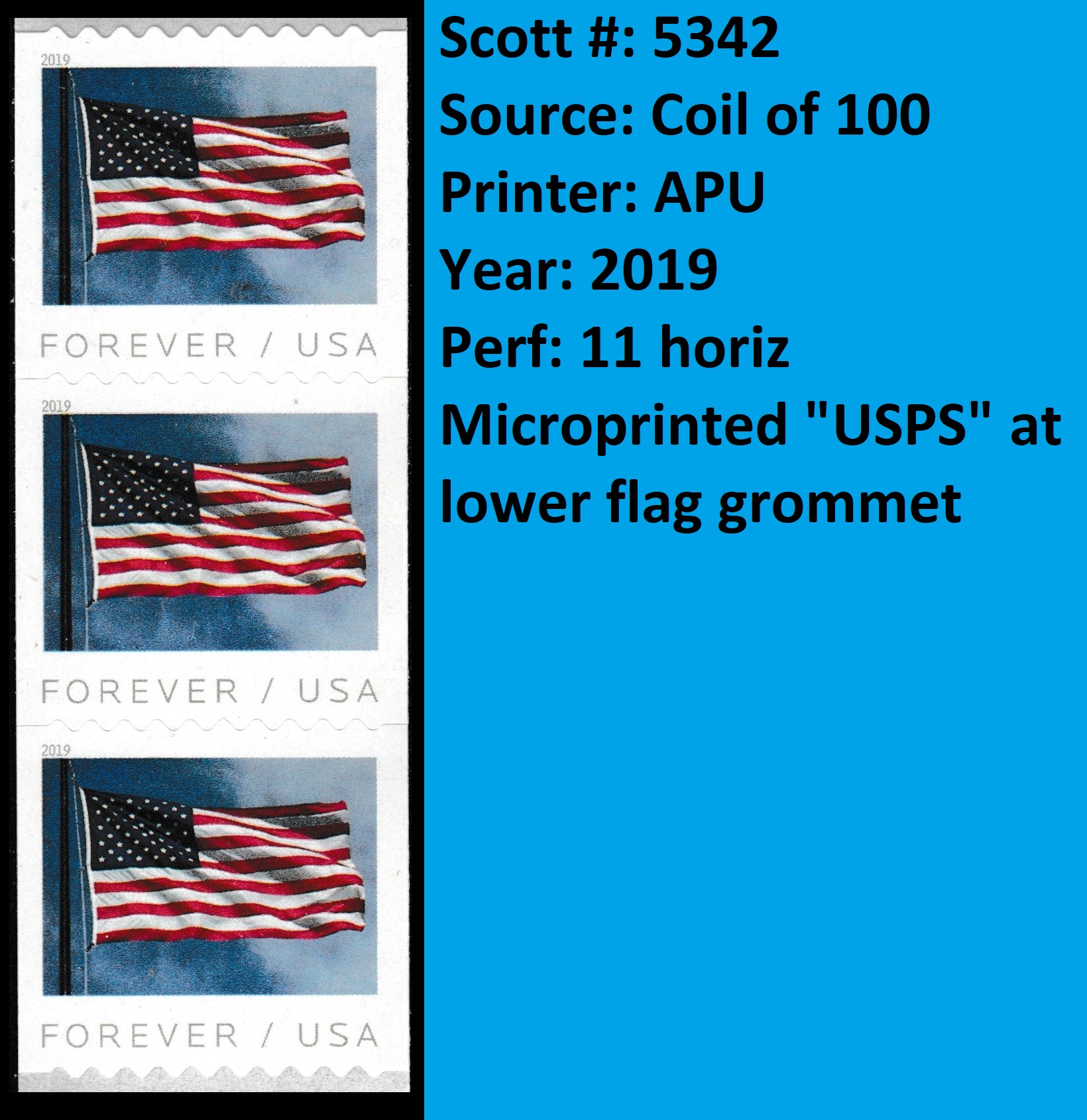 5342-45 - 2019 First-Class Forever Stamps - US Flag - set of 4 stamps -  Mystic Stamp Company