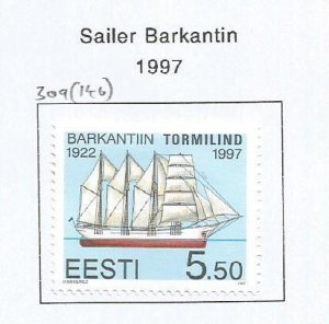 ESTONIA - 1997 - Sailer Barkantin - Perf Single Stamp - Mint Lightly Hinged