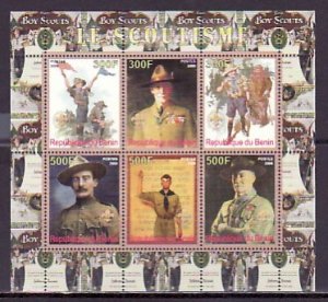 Benin, 2008 issue. Baden Powell & Scouts on a sheet of 6. ^