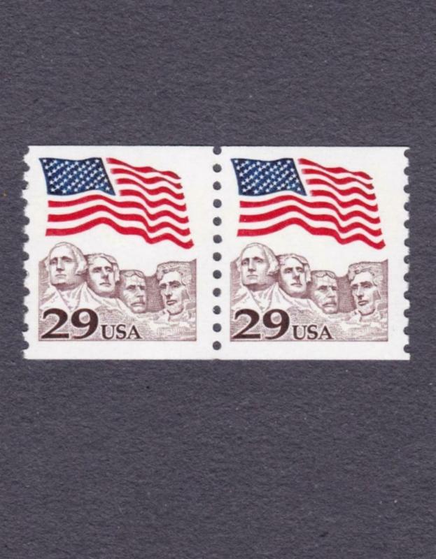 Pair 29c Rushmore Solid Tag Lenz Paper Variety  US 2523d  F-VF, MNH