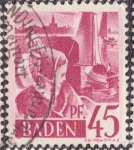 Germany -French Occupation Baden 1947 -  5n9 Used