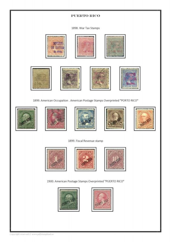 Puerto Rico 1878 - 1900 PDF (DIGITAL) STAMP ALBUM PAGES