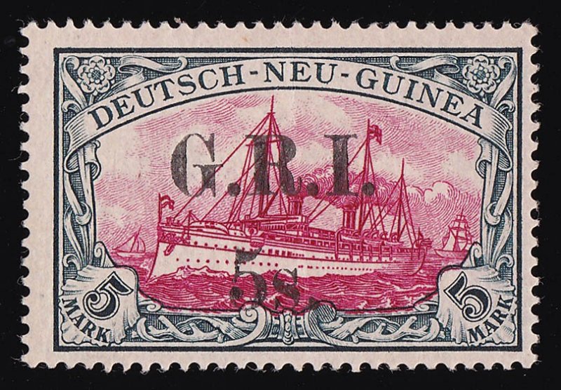 NEW GUINEA - GRI 1914 GRI 5s 3½mm Yacht 5Mk MNH ** + CERTIFICATE cat £28,000