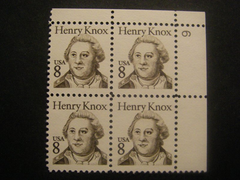 Scott 1851, 8c Henry Knox, PB4 #6 UR, MNH Great Americans Beauty