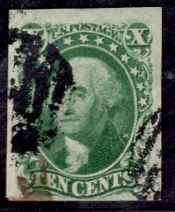 US Stamp #15 10c Washington Imperf USED SCV $140. Nice color.