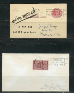 US POSTAL HISTORY OF STATE OF MISSOURI LOT OF 24 COVERS 184-1960 AS SHOWN