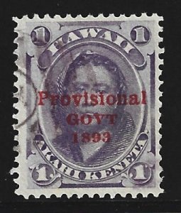 HAWAII Scott #30 Used 1c w/ Fake 53b Red O/P 2018 CV $8.00