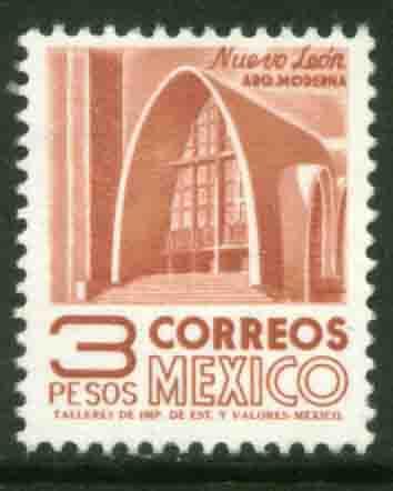 MEXICO 1076, $3P 1950 Def 8th Issue Fosforescent coated. MINT, NH. F-VF.