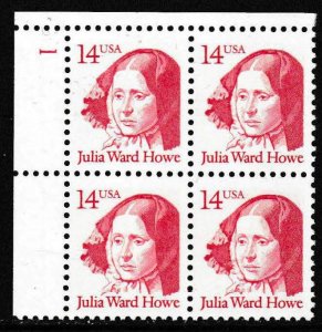 United States 1987 Scott 2176 14c Julia Ward Howe Plate Number Block   VF/NH