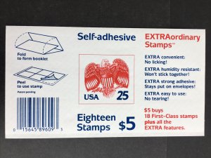 1989 Unfolded Booklet of 18 Eagle 25-cent Self-adhesive stamps Sc# 2431a