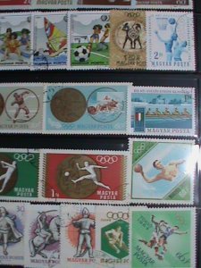 ​HUANGRY STAMP- OLYMPIC & SPORTS-35 DIFFERENT USED STAMPS-CAT. $12  VERY FINE