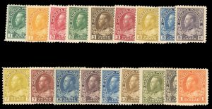 Canada #104-122 Cat$1,270, 1911-25 George V, 1c-$1, complete set, hinge remna...