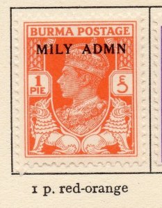 Burma 1945 Early Issue Fine Mint Hinged 1p. Optd 206375