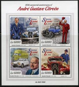 SIERRA LEONE 2015  80th MEMORIAL  ANNIVERSARY ANDRE GUSTAVE CITROEN SHT MINT NH