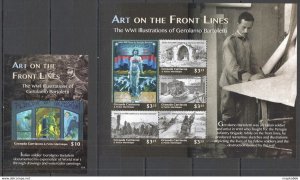 2015 Grenada Carriacou World War I Art Front Lines Kb+Bl ** Pm077