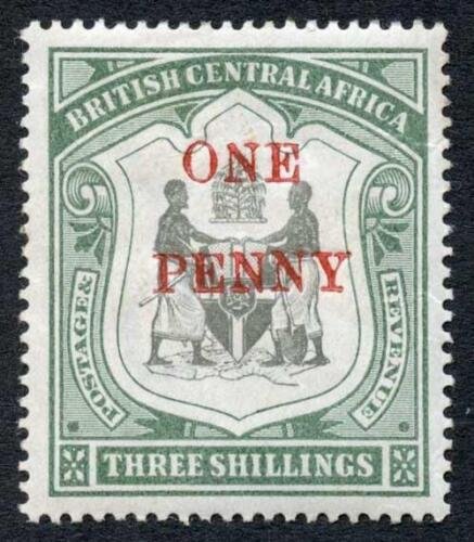 Nyasaland 1897 1d on 3s black and sea-green SG53 fine mint cat 17 pounds 