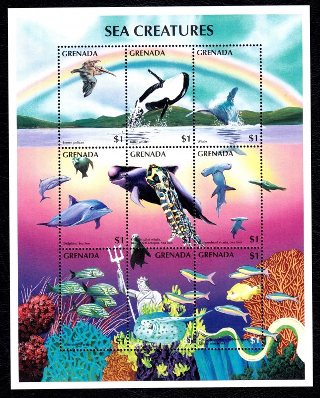 Grenada 1996 Sea Creatures - Marine Life Mint MNH Miniature Sheet SC 2587