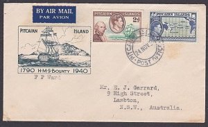 PITCAIRN 1950 airmail rate ! cover from F Percival Ward to Australia.......A1476