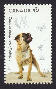 BULLDOG, DOG = stamp from Souvenir Sheet ADOPT A PET MNH Canada 2013 # 2636c