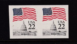 1985 Imperforate pair Sc 2115f 22c Flag over Capitol coil error (D3