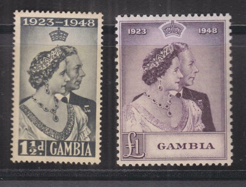 GAMBIA, 1948 Silver Wedding pair, mnh.