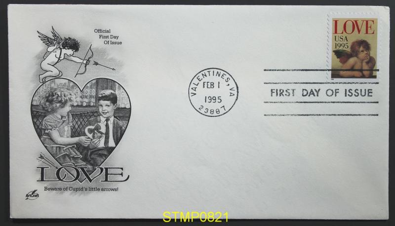 1995 Love stamp from sheet ARTCRAFT FIRST DAY COVER