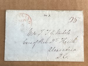 11/5/1836 Portland Maine Red CDS 30mm stampless cover ltr to Nicholas 25c rate