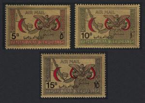 Yemen Red Crescent Eagle Bird 3v on Gold Foil MI#727-729