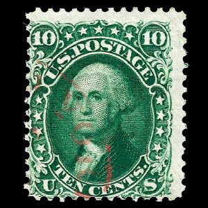 WCstamps: U.S. Scott #62B 10c Dark Green Premiere Issue VG Used CV $1,860
