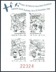 Australia 1381-1384a Eeropex-1994 sheet Aviation Pioneers. Lawrence Hargrave,