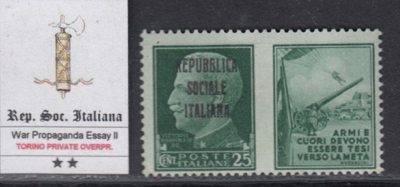 ITALY RSI (Social Rep) - War Propaganda -Essay II MNH** Torino 1944  R^