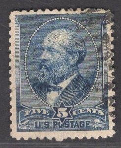 US Stamp #216 5c Indigo Garfield USED SCV $20.00