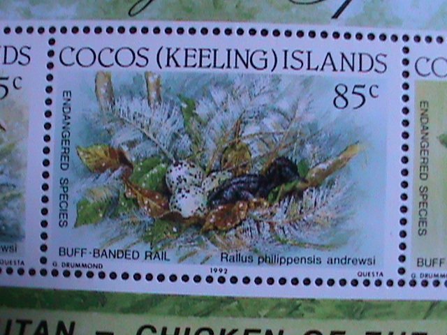 COCOS(KEELING) ISLANDS 1992 ENDANGER SPECIES-LOVELY BIRDS -MNH SHEET VF