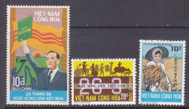 Vietnam 475-77 MNH 1974 Farmers & President Thieu 10pi Issue Very Fine