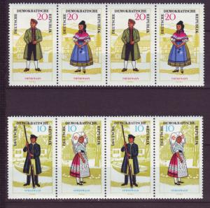 J19261 Jlstamps 1964 germany DDR part of set mnh strips of 4  #742a,744a people