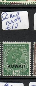 KUWAIT   (P1905BB)  KGV ON INDIA  1/2A  SG 16B    MOG 