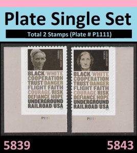 US 5839 5843 The Underground Railroad F plate single set 2 MNH 2024