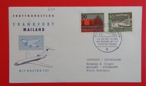 1964 - FFC,FIRST FLIGHT, LUFTHANSA, FRANKFURT-MAILAND