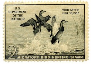 ?#RW18 $2.00 Migratory Bird Hunting, faults  Cat $95 stamp
