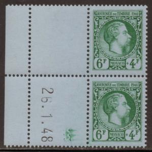 Monaco 1948 # B95 Prince Charles III Corner Date Pair MNH