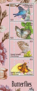Grenadines 2014 - Butterflies - Sheet of 4 Stamps - Scott #2876 - MNH
