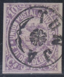 COLOMBIA 1883 Sc 115 CHOICE FANCY TUNJA CIRCULAR CANCEL VF 